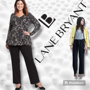 LANE BRYANT Pull-On Ponte Straight Black Professional Pants Sz 22 24 Short